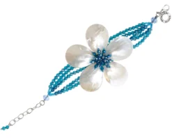 Bracciale multifilo con cristalli blu e fiore madreperla Ottaviani