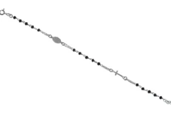 Bracciale rosario argento con grani neri e croce Selezione zanolli