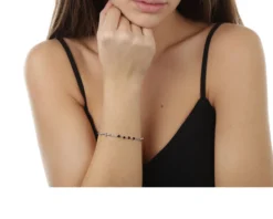 Bracciale rosario argento con grani neri e croce Selezione zanolli