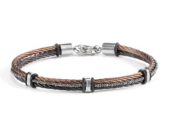 Bracciale split vetro di murano acciaio marrone e silicone Murrina murano venezia