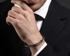 Bracciale split vetro di murano acciaio nero e silicone Murrina murano venezia