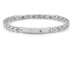 Bracciale strong acciaio con diamante nero Nomination