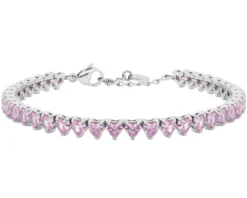 Bracciale tennis acciaio e zirconi rosa cuore Liu jo