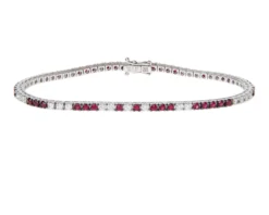 Bracciale tennis oro 750‰ e diamanti ct. 0.85 e rubini ct. 1.65 Davite & delucchi