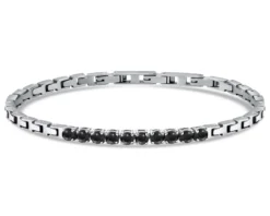Bracciale uomo acciaio con zirconi neri centrali Liu jo