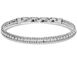 Bracciale uomo acciaio maglia grumette con zirconi bianchi Liu jo