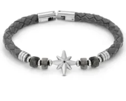 Bracciale uomo atlante acciaio con rosa dei venti e diaspro grigio Nomination