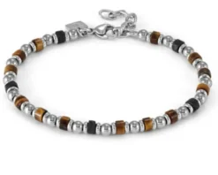 Bracciale uomo instinctstyle sea acciaio malachite e pietra lavica Nomination