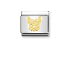 Bulldog francese composable acciaio e oro Nomination