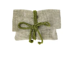 Busta portaconfetti lino verde cangiante con fiocco raso verde Selezione zanolli