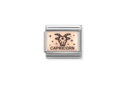 Capricorno composable acciaio oro rosa 375 e smalto nero Nomination