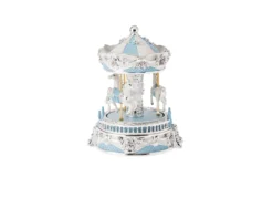Carillon giostra dei cavalli celeste – Il regalo perfetto per nascita e battesimo