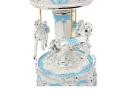 Carillon giostra dei cavalli celeste – Il regalo perfetto per nascita e battesimo
