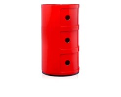 Cassettiera componibile a tre elementi colore rosso Kartell