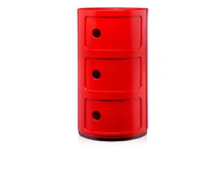 Cassettiera componibile a tre elementi colore rosso Kartell