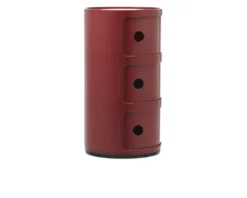 Cassettiera componibile a tre elementi colore bordeaux Kartell