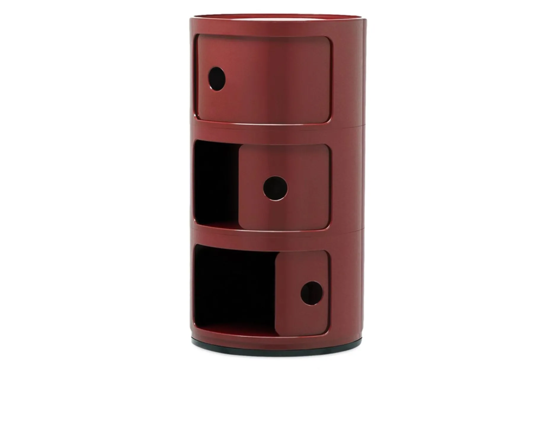 Cassettiera componibile a tre elementi colore bordeaux Kartell