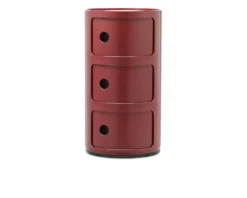 Cassettiera componibile a tre elementi colore bordeaux Kartell