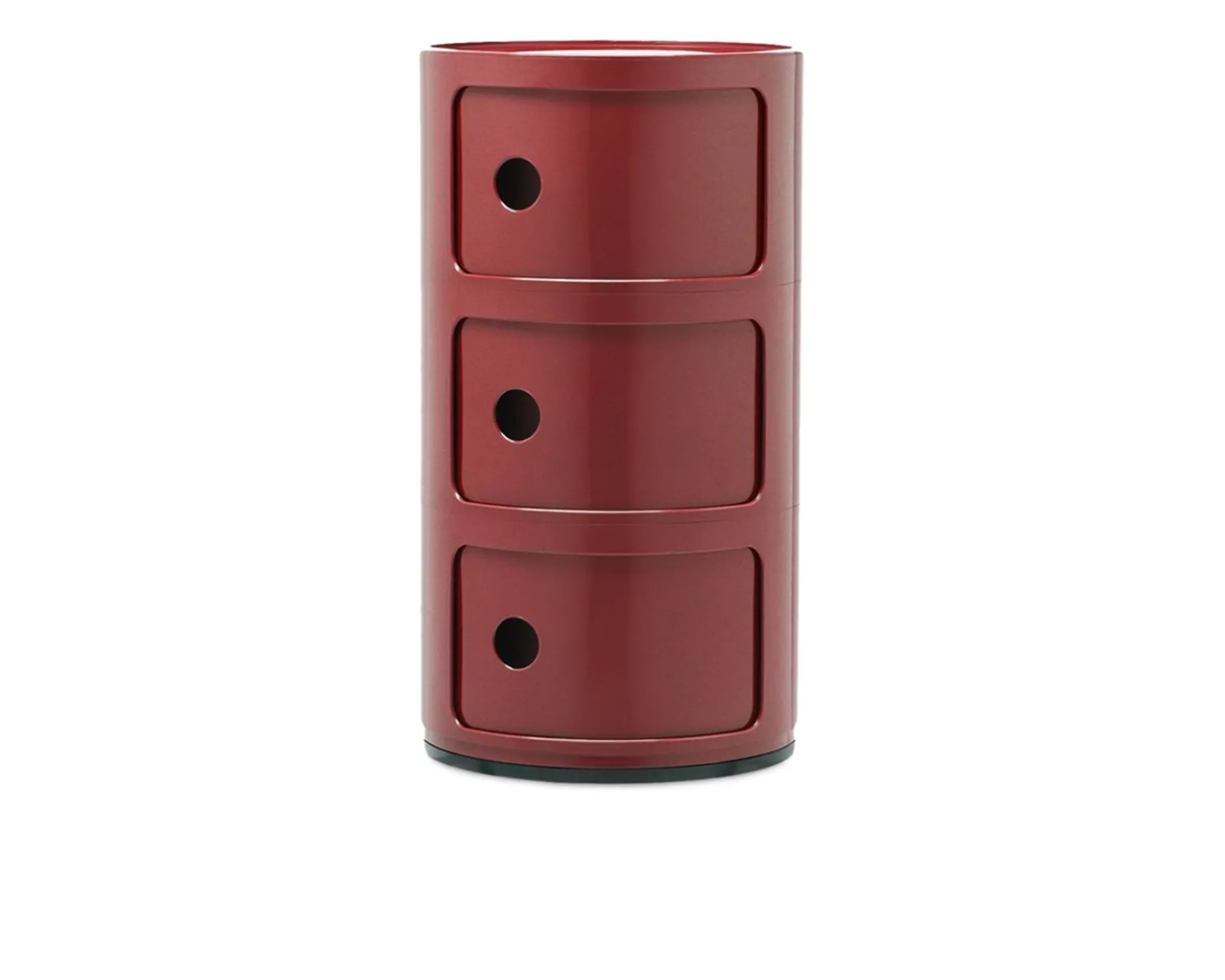 Cassettiera componibile a tre elementi colore bordeaux Kartell