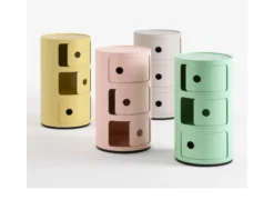 Cassettiera componibile bio a tre elementi colore rosa Kartell