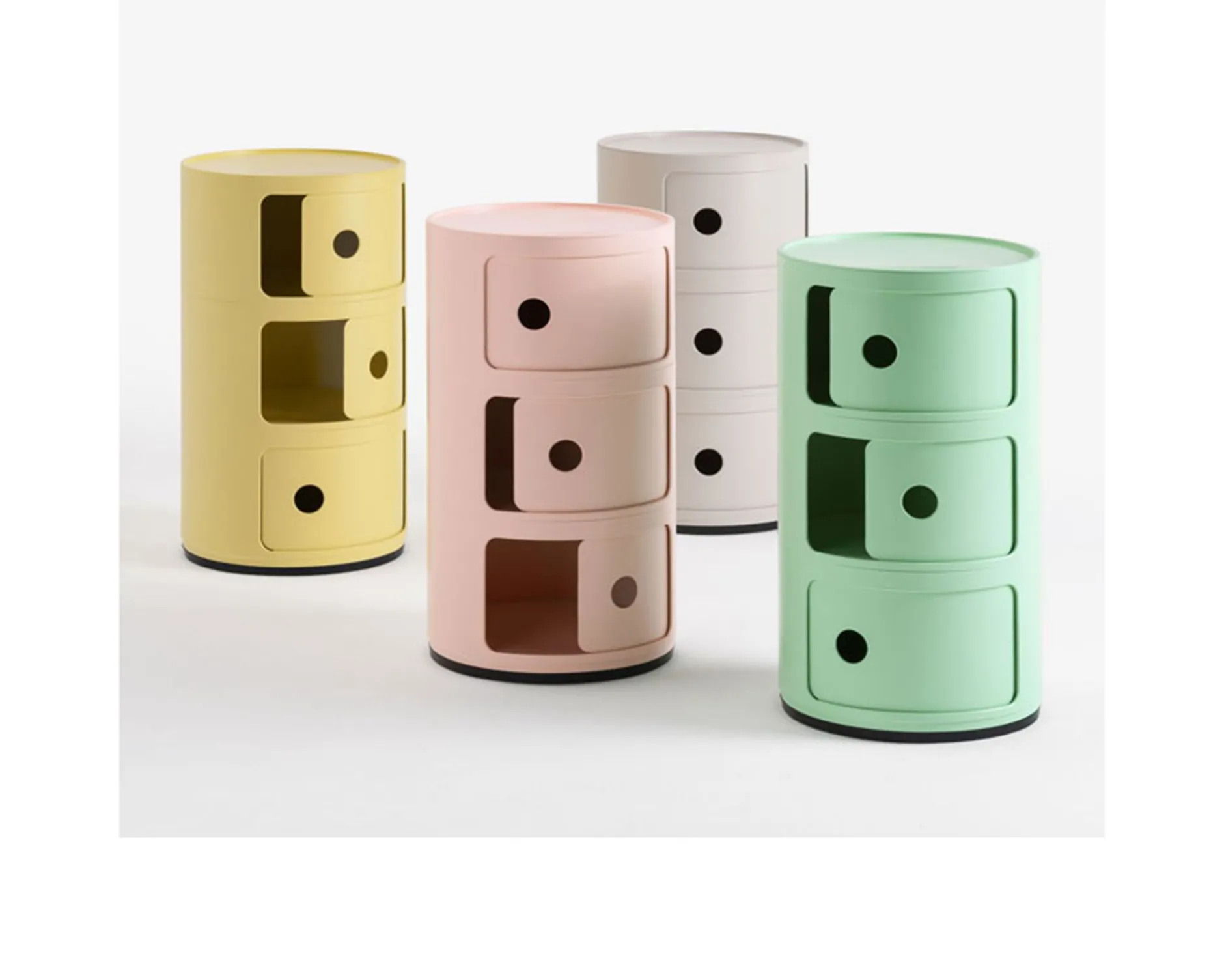 Cassettiera componibile bio a tre elementi colore panna Kartell
