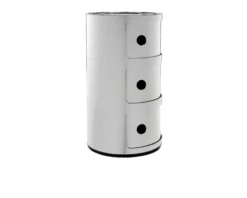 Cassettiera componibile metal a tre elementi colore cromato Kartell