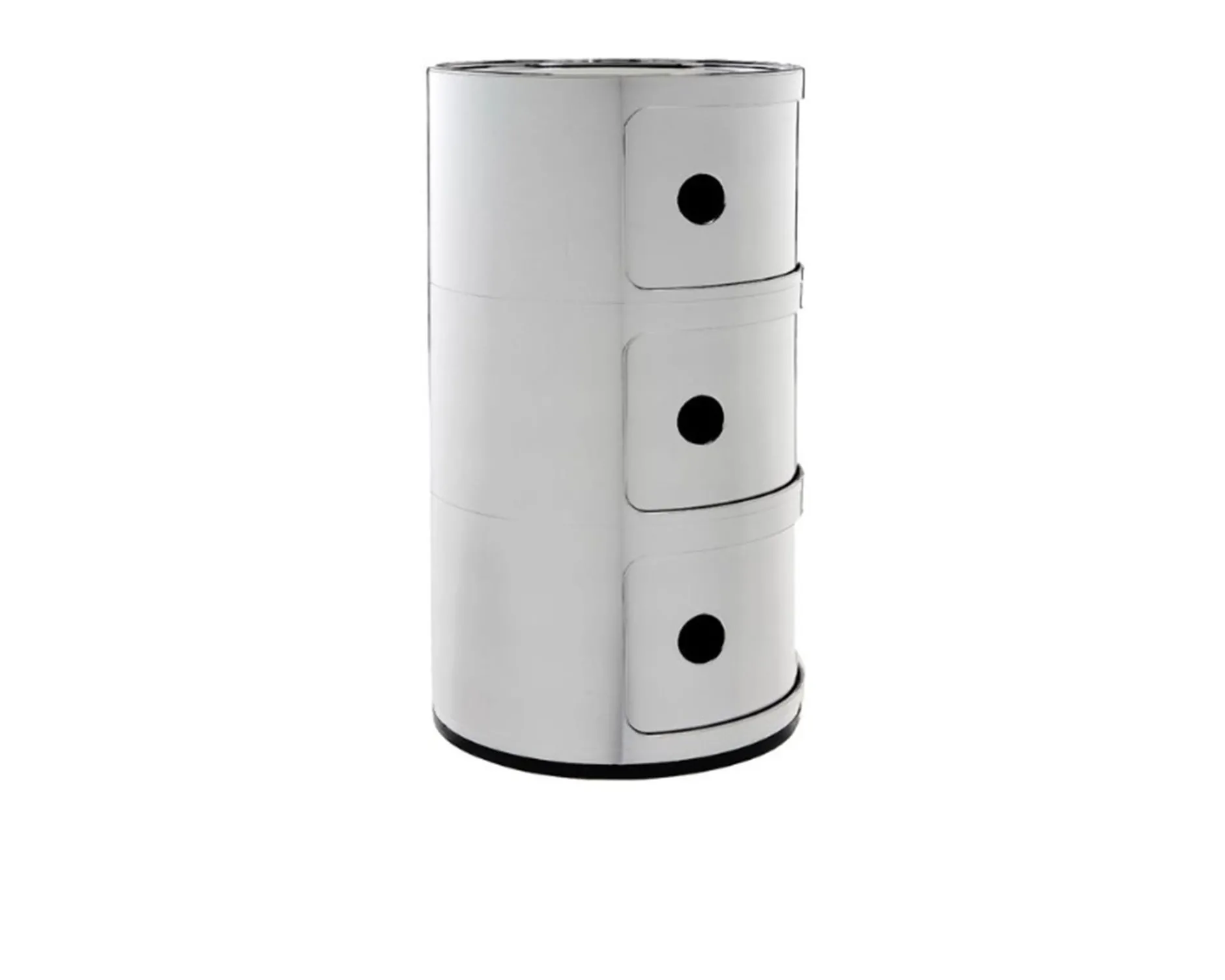 Cassettiera componibile metal a tre elementi colore cromato Kartell