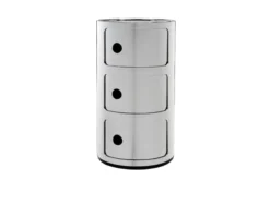 Cassettiera componibile metal a tre elementi colore cromato Kartell