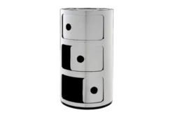 Cassettiera componibile metal a tre elementi colore cromato Kartell