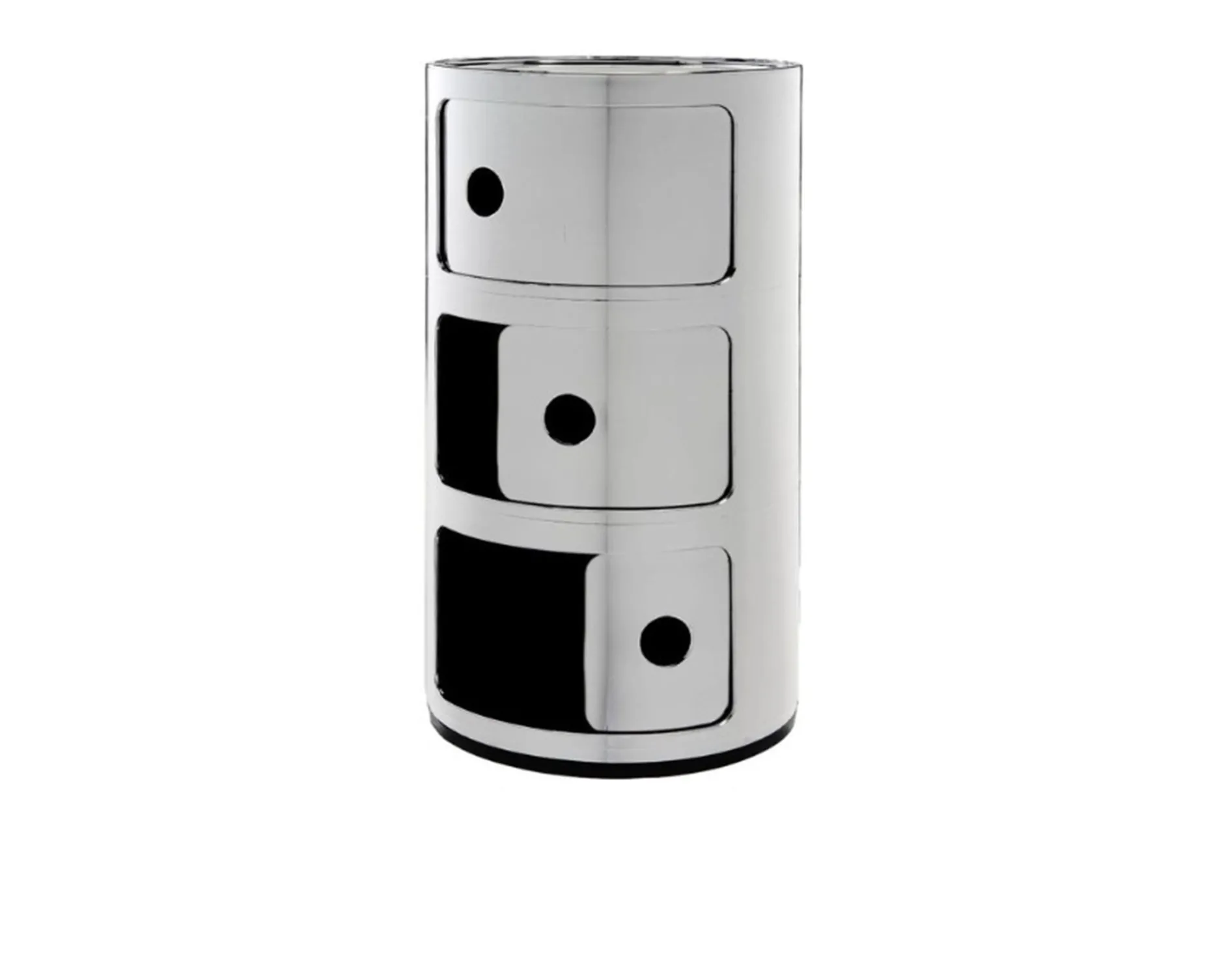 Cassettiera componibile metal a tre elementi colore cromato Kartell