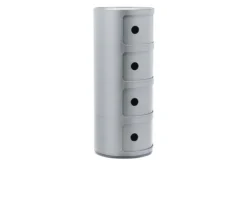 Cassettiera componibile recycled a quattro elementi colore silver Kartell