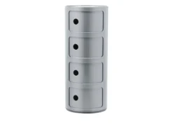 Cassettiera componibile recycled a quattro elementi colore silver Kartell