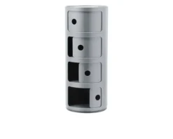 Cassettiera componibile recycled a quattro elementi colore silver Kartell