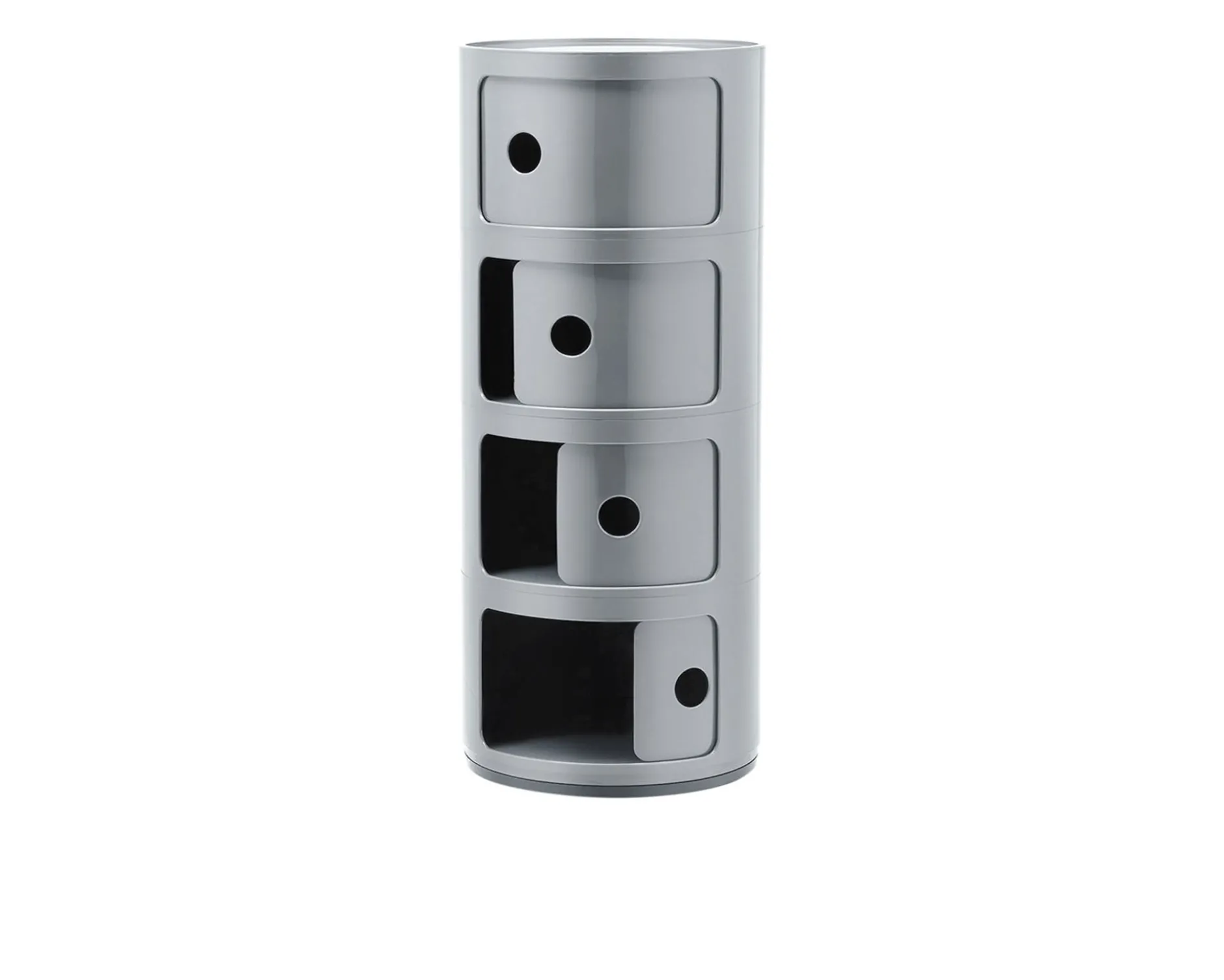 Cassettiera componibile recycled a quattro elementi colore silver Kartell