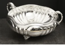 Centrotavola argento bordo godronato usato ricondizionato Zanolli vintage