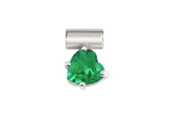 Ciondolo seimia argento cuore con zircone verde Nomination