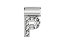 Ciondolo seimia argento lettera p con zirconi Nomination