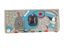 Clutch con cristalli, strass, perline e pietre Ottaviani