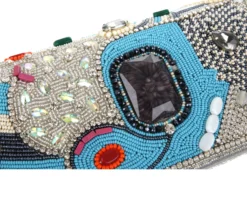 Clutch con cristalli, strass, perline e pietre Ottaviani
