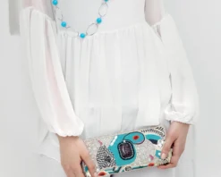 Clutch con cristalli, strass, perline e pietre Ottaviani