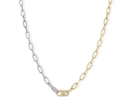 Collana acciaio bicolore chiusura logo con zirconi Liu jo