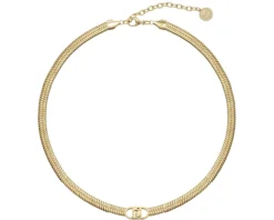 Collana acciaio dorato piatta logo centrale Liu jo