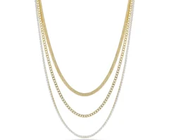 Collana acciaio dorato tre maglie e zirconi Liu jo