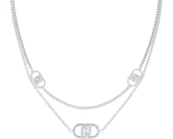 Collana acciaio 2 fili logo con zirconi Liu jo