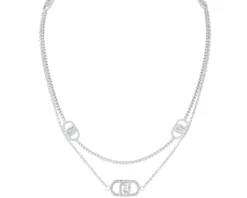 Collana acciaio 2 fili logo con zirconi Liu jo