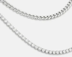 Collana acciaio tre maglie e zirconi Liu jo