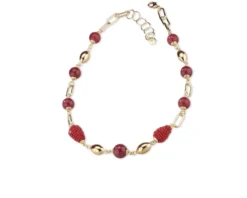 Collana amelie ottone dorato con giada rubellite e more rosse Sovrani