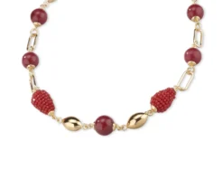 Collana amelie ottone dorato con giada rubellite e more rosse Sovrani