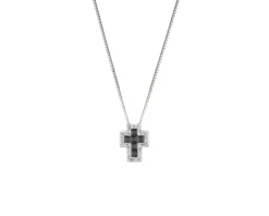 Collana argento con croce con zirconi neri Sovrani