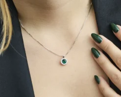 Collana argento con cubic zirconia e zirconi smeraldo Sovrani